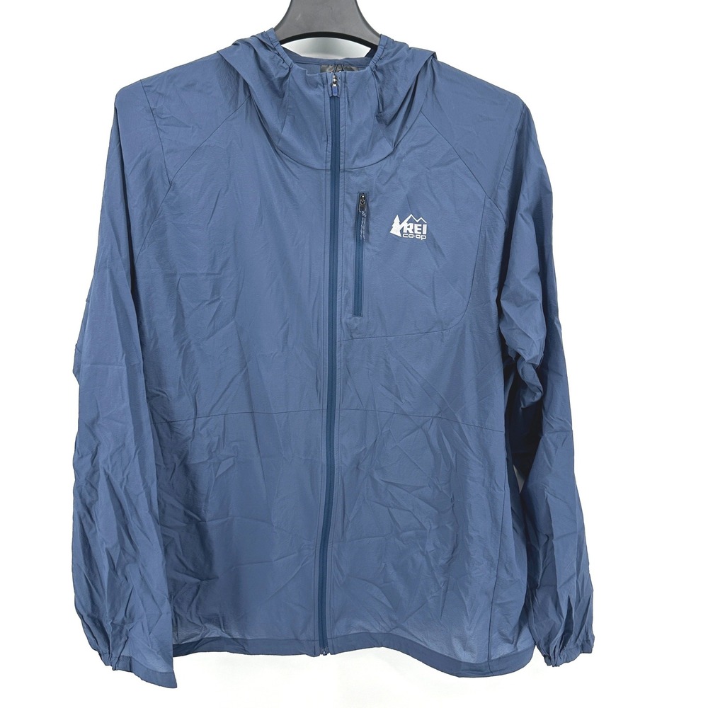 REI Co-op Windbreaker Jacket Mens XL Blue Regular Fit Lightweight Full Zip Nylon